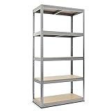 HEMMDAL Schwerlastregal Typ M, Silber/verzinkt – 180 x 120 x 45 cm – belastbar bis 1000 kg – stabiles Lagerregal/Kellerregal – Fachbodenregal Made in EU – schnelle Steckmontag