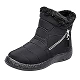 Xiand Winterschuhe Stiefeletten Damen Winterstiefel Gefüttert Wasserdicht Flach Rutschfeste Warme Schneestiefel Leicht Flache Bequem Kurze Stiefel Winter Stiefel Schlupfstiefel Walkingschuhe B