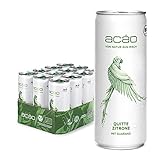 acáo Quitte-Zitrone, Bio-Erfrischungsgetränk mit Guaraná (12 × 250 ml), inkl. 3 € Pfand – die gesunde Alternative zu Energy Drinks – kalorienarm, bio-zertifiziert & veg