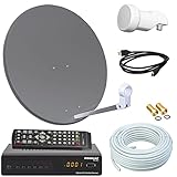 Bundle by netshop 25 Digital SAT Anlage 60cm + HD Receiver + 10m Kabel + Opticum Single LNB = HD Komplett Set (3 Farben wählbar)