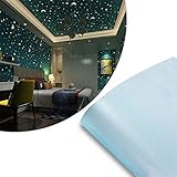 KanoMomoko Leuchtsterne Punkten Und Mond Tapete, Vliestapete, Wasserdicht, Für Schlafzimmer Kinderzimmer (0.53m X 10m),Blau,3p