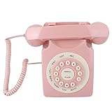 Dpofirs Rosa Weinlese-Telefon, klassisches Retro-Festnetztelefon im Alten Stil, kabelgebundenes europäisches Telefon mit großen Knöpfen für Home Desk Office-Dekorationsgeschenk