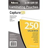 Fellowes Laminierfolien A4, 125 Mikron (2 x 125 mic), glänzend, Value Pack mit 250 Stück