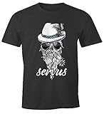 MoonWorks Herren T-Shirt Totenkopf Filzhut Bayern Skull Blume Oktoberfest servus Fun-Shirt, L, Bayern Sk