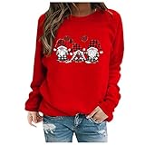 Teenager Mädchen Weihnachten Pullover Vintage Damen Langarm Rundhals Sweatshirt Pulli Weihnachtspullover Weihnachtspulli Weihnachtsshirt Weihnachten-3D-Druck Pullunder Xmas Sweater Shirt Top