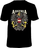 Mega Cooles T-Shirt mit Aufdruck: Austria - Ideales Andenken, Mitbringsl und Geschenk (Schwarz, Large)