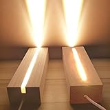 CDIYTOOL Rechteckige LED-Leuchten-Display-Basis, Kristall-Holz-beleuchteter Basis-Ständer für Kristall-Display-Glas-Kunstsockel (2er-Pack warmes Licht)