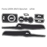 0beilita Antirutschmatte Auto Gummimatten für Ford Fiesta 2009 - 2014 Getränkehalter Türschlitze Mittelkonsolen Armaturenbretter Aufbewahrungsboxen Autozubehör Innenraum, Weiß
