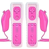 TechKen Controller für Wii mit Motion Plus und Wii Nunchuck Controller Wii Fernbedienung Nunchuk Kontroller Wii Vernbedinung Remote Plus Controller Ersatz für Wii/WiiU Konsole mit Silikonhülle Armb