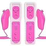 TechKen Controller für Wii mit Motion Plus und Wii Nunchuck Controller Wii Fernbedienung Nunchuk Kontroller Wii Vernbedinung Remote Plus Controller Ersatz für Wii/WiiU Konsole mit Silikonhülle Armb