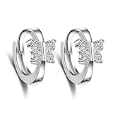 Hergswre 925 Sterling Schmetterling Silber Ohrringe Damen Ohrringe mit Diamanten Einfache und süße Schmuck Ohrringe - Silb