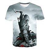 Unisex Sommer T-Shirt 3D-Digitaldruck Assassin's Creed Serie Muster lässig Männer und Frauen Kurze Ärmel-D_XXXL