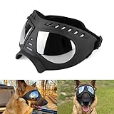 NAMSAN Hundebrille Anti-UV Wasserdicht Winddicht Einstellbar Hunde Sonnenbrille Mode Hunde Schutzbrille für Mittlere/Große Hunde-Schw