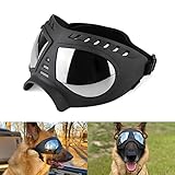 NAMSAN Hundebrille Anti-UV Wasserdicht Winddicht Einstellbar Hunde Sonnenbrille Mode Hunde Schutzbrille für Mittlere/Große Hunde-Schw