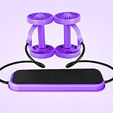 LENSHAO Trainingsroller, Bauchroller, Bauchtrainer, Trainingsgerät, Bauchmuskeltrainer mit Doppelrolle mit Widerstandsbändern, Taillenabnahmetrainer, Heim-Fitnessstudio (Farbe: Violett)