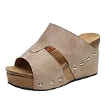 BaZhaHei Damen Sommermode Plus Size Mode Hohl Open Toe Wedges Römische Sandalen Plateau Flat Heel Elegant Plattform Flip Flop Schuhe S