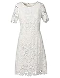 APART, luxuriöses Damen Kleid, Partykleid, bestehend aus verschieden großen Spitzen-Blüten Allover. Der Saum und die Ärmelabschlüsse bestehen aus Einer Blütenbogenkante, Creme, 38