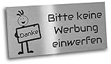 Briefkastenschild Bitte keine Werbung einwerfen aus V2a Edelstahl mit Motiv. Verschiedene Größ