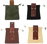 Duyifan 1pc Canvas Fruit Picking Bag, Bushcraft Bag, Outdoor Craft Canvas Bag, Garden Vegetable Storage Pouch, Leather Foraging Belt Bag for Camping Hiking Travel, Foldable Design (Brown)