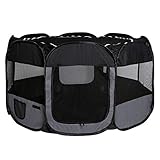 lionto by dibea Welpenauslauf aus Oxfordgewebe Tierlaufstall Farbe schwarz/g