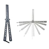 Edelstahl Butterfly Kamm Metall Schmetterlings Kamm Faltbarer Taschenkamm Trainings Kamm Taschenkamm MäNner Herren Hairstyling KäMme für Anfänger Bart Schnurrbart Männer Öl Haar Styling Zubehör 2 Stk