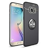Avalri Samsung Galaxy S7 Edge Hülle,Stoßfestes Kratzfest Slim Soft TPU 360 Grad Drehbarer Ring Kickstand Handyhülle Unterstützung Magnetische Auto Mount Funktion für Samsung Galaxy S7 Edge(Schwarz)
