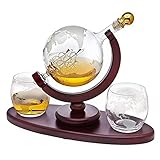 Globus-Dekanter mit Schiff – Whiskey-Dekanter-Set, mit 2 Gläsern, Getränkespender für Likör, Scotch, Bourbon Geschenk