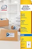 AVERY Zweckform J8165-25 Versandetiketten/ Versandaufkleber (200 Etiketten, 99,1 x 67,7 mm auf DIN A4, bedruckbar, selbstklebend, für Inkjet printer, für DIN B4/C4 Umschläge) 25 Blatt, weiß