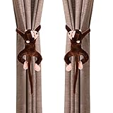 ITODA Vorhang Raffhalter 2 Stück Vorhanghalter AFFE Vorhangschnalle Fensterdekoration Kinderzimmer Gardinenhalter mit Klettverschluss Fenstervorhang Schnalle Seilclips Plüsch Vorhanggurte Baby