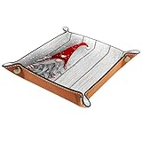 AMEILI Schmuckablage, PU-Leder, Herren-/Damen-Schmuck, Schlüsselablage, Würfelhalter, Schreibtischablage für Schlüssel, Münzen, Telefon, Schmuck, Geldbörse, Weihnachten, weißes Holzb