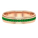 Hochzeit Statement Ring, Antik Eternity Band, 1/4 CT Runde Form Smaragd Ring, Mai Geburtsstein Ring, Braut Stapelbarer Ring, gemischte Metall Gold Ring, 14K Roségold, Size:EU 58