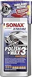 SONAX XTREME Polish+Wax 3 AktionsSet 70 Jahre (500 ml) zum Abtragen verwitterter Lackschichten und Auffrischen matter Farben inkl. gratis Applikationsschwamm und Mikrofasertuch | Art-Nr. 02028410