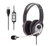 Kabelgebundene USB Headsets Stereo mit Geräuschunterdrückung Mikrofon und Inline-Steuerung, UC Business Headset für Skype, SoftPhone, Call Center, kristallklare Chat, Gaming