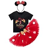 Baby Mädchen Dritter 3. Geburtstag Party Outfit Minnie Kostüm Baumwolle Kurzarm Top T Shirt Prinzessin Gepunktet Tütü Tüll Rock Stirnband 3tlg Bekleidungsset Schwarz - Mein 3. Geburtstag B