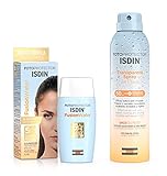 ISDIN Fusion Water LSF 50 | Sonnencreme für das Gesicht zur täglichen Anwendung| Ultraleichte Textur, 50 ml + Wet Skin Transparent Spray 50 | unsichtbarer und leichter Lichtschutz | 250