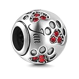 Dog Paw Birthstone Januar Anhänger 925 Sterling Silber Charms Beads Fit Frauen Armbänder Halsketten Für Tochter Frau Geburtstagsgeschenke DIY Schmuckherstellung