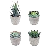 Homcomodar 4 Stück Künstliche Sukkulenten Pflanzen mit Töpfen Mini Dekorative Künstliche Pflanzen Blumen für Büro-Desktop-Dek