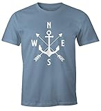 MoonWorks Cooles Herren T-Shirt Anker Kompass Windrose Arrows Stone Blue M