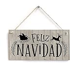 Feliz Navidad Deeer Schild rustikaler Druck Holzschild Schild 20,3 x 40,6 cm Holz Hängeschild mit Juteseil Custom Wandkunst für Tür Bauernhaus Veranda Küche Geschäft Büro Urlaub