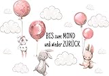 Szeridan Kaninchen 'Bis zum mond...' Hase Ballons Wolken Tiere Wandtattoo Babyzimmer Wandsticker Wandaufkleber Aufkleber Deko für Kinderzimmer Baby Mädchen Junge 90x60