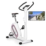 skandika Ergometer Hometrainer Elskling mit Sattel nach Wahl, Magnetbremssystem, 11 kg Schwungmasse, 24 Trainingsprogramme, Tablet-Halterung, Bluetooth und App-Steuerung (pink | Sattel Vintage)