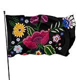 Fahnen und Flaggen, Lebhafte Farbe Ausbleichfestigkeit Translucent Gartenflagge Mit Ösen Zuhause Haus Außenflagge, Mexikanische Blumen 2. (3x5 Ft)