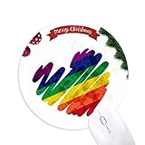 Gemälde Herz LGBT Rainbow Round Rubber Maus Pad Weihnachtsbaum M