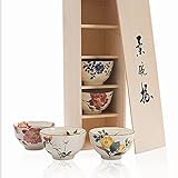 DYR Keramische Schüssel, Reisschale Set von 5, japanischer Stil Multicolour Overglasenschale, ideal für Dessert-Snack-Getreide-Suppennudeln Reiseis-Ramen,D