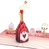 papercrush® Pop-Up Karte Champagner - Besondere Neujahrskarte 2022, 3D Glückwunschkarte mit Sektflasche für Neujahr, Hochzeit oder Geburtstag - Handgemachte Geburtstagskarte für Frau oder F