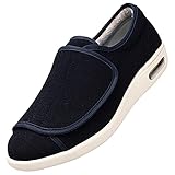 Gesundheits Schuh,Klett-Stiefel FüR Frauen Stiefeletten Klettverschluss Bequem Druckfrei Lady,Navy_blue_41