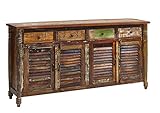 MASSIVMOEBEL24.DE Massivmöbel Vintage massiv Holz Möbel Sideboard Altholz lackiert Mehrfarbig Massivholz Fable #17