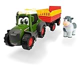 Dickie Toys ABC Fendt Animal Trailer, Traktor für Kinder ab 1 Jahr, Trecker mit Tieranhänger, Bauernhof Spielzeug, Licht & Sound, 30
