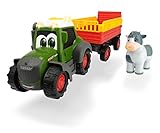 Dickie Toys ABC Fendt Animal Trailer, Traktor für Kinder ab 1 Jahr, Trecker mit Tieranhänger, Bauernhof Spielzeug, Licht & Sound, 30