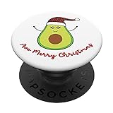 Avocado Avo Merry Christmas Weihnachtsmütze, kariert, vegan, Keto, niedlich PopSockets mit austauschbarem PopGrip